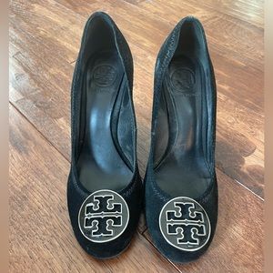 Tory Burch black high wedges